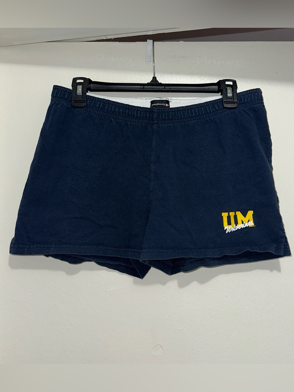 Champion Navy Blue Women's Athletic Shorts with University of Michigan Detail